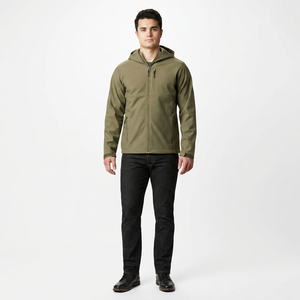 Nouvelle Arrivée 2026 – Veste Softshell à Capuche Personnalisée pour Homme, Coupe-Vent en Toile, Style Urbain, Col Montant, Logo Frontal – Meilleure Vente - Product Image 1
