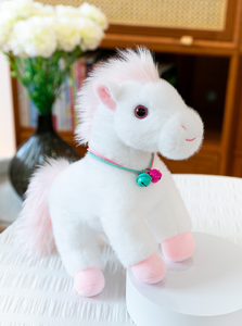 Mainan hewan boneka kuda ukuran kecil, mainan bayi mewah kuda putih - Product Image 2