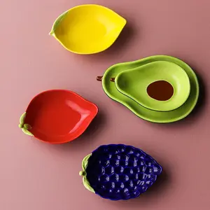 水果沙拉碗带餐具水果小吃盘定制陶瓷派对圆形美式餐盘可持续