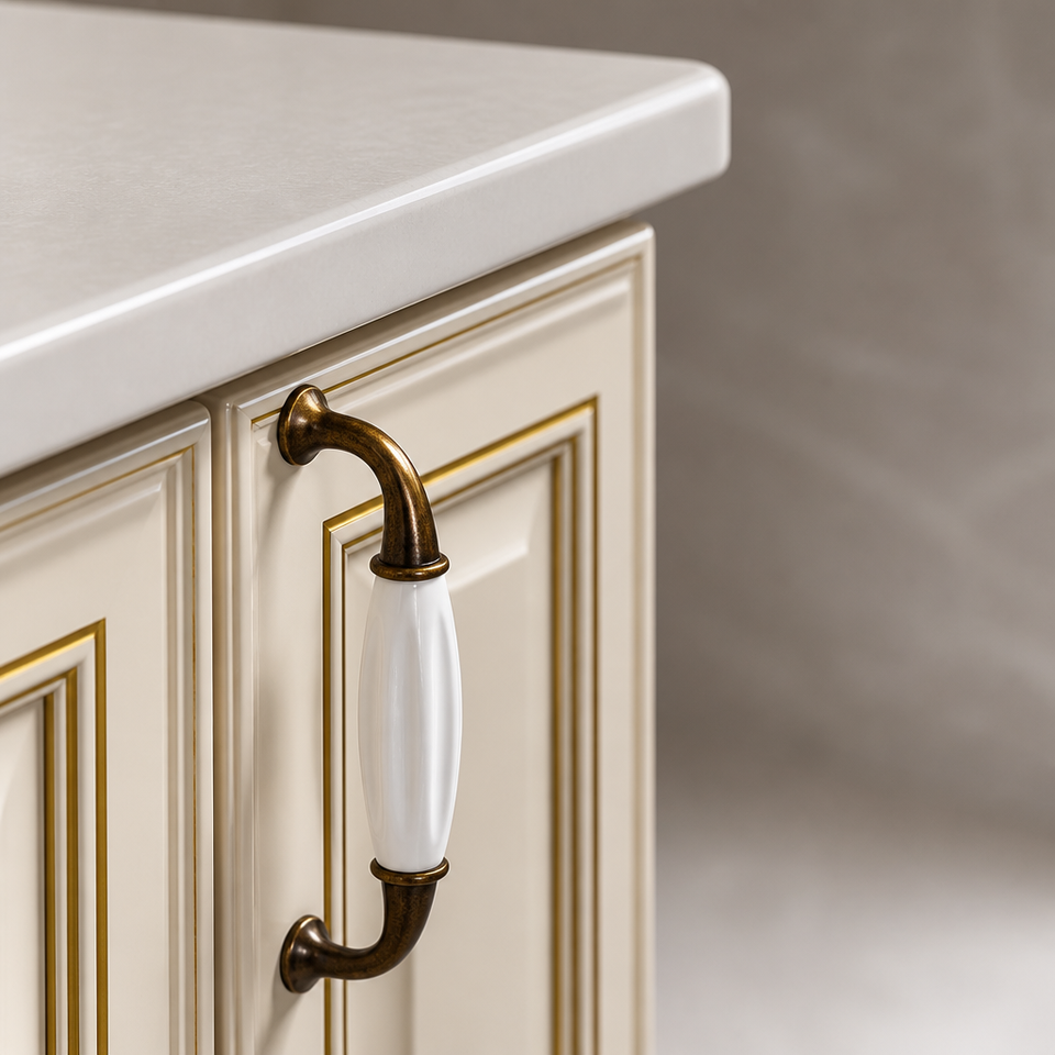 Classic Kitchen Cabinet Custom Size Cream American Style Island ...