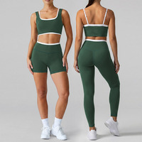 Ensemble de yoga et de fitness 4 pièces pour femmes : soutien-gorge, short et leggings de sport élastiques de haute qualité, assortis et colorés