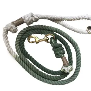Pet leashes white & green cotton ombre dog leash pets accessories supplier soft dogs leads for small medium large all sizes