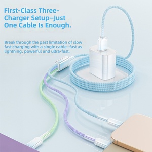 Câble de données pour téléphone portable 120W à dégradé de couleurs, tressé, un-vers-trois, charge rapide et transfert de données pour <span class=keywords><strong>double</strong></span> Type-C - Product Image 2