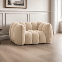 Fauteuil de salon moderne en chenille, style citrouille, moelleux et confortable, avec coussin, pour petit salon