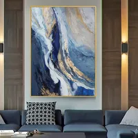 Peinture murale décorative personnalisée pour hôtel, peinture murale moderne peinte à la main, texture 3D en feuille d'or, peintures à l'huile abstraites sur toile