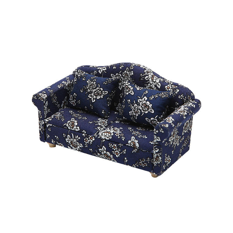 Blue floral double sofa
