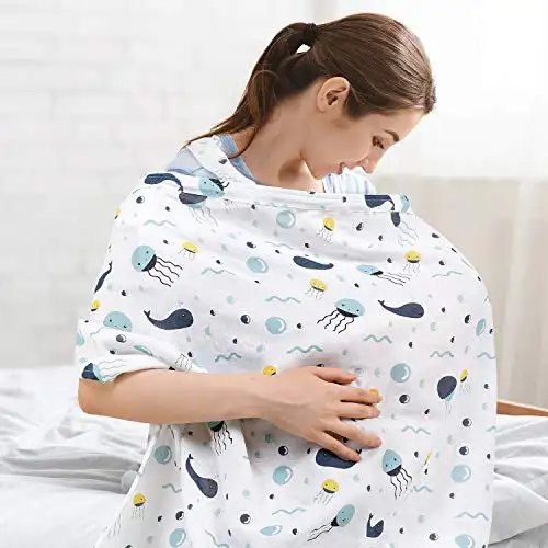 Housse d'allaitement en coton Anti-exposition, tabliers d'allaitement, couverture blanche pour mère et bébé