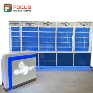 ตู้โชว์ร้านขายอุปกรณ์สูบบุหรี่ระดับไฮเอนด์ ตู้ไม้กระจกพร้อมไฟ LED สำหรับเก็บยาสูบ - Product Image 3