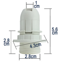 Douille à vis E14 petite taille, noire/blanche, en plastique, pour lampe de table