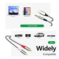 2-en-1 Or PVC 3.5mm Audio Femelle vers 2 RCA Audio Mâle Adaptateur USB C RCA Câble pour Téléphone Haut-Parleur Moniteur Lecteur DVD Applications