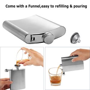 Rostfreie Edelstahl-Hüftflaschen, auslaufsicher, klassisch gebogen, für den täglichen Gebrauch, Reisen, Camping, Bar und Getränkeaufbewahrung - Product Image 2