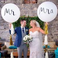 Ballon géant en feuille d'aluminium mr and mrs, ballon rond en Latex de 36 pouces, imprimé blanc, à Air, pour Mariage et saint-valentin