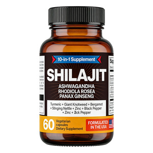 Compléments alimentaires à base de plantes 10 en 1 Shilajit Ashwagandha Rhodiola Rosea <span class=keywords><strong>Ginseng</strong></span> Panax <span class=keywords><strong>Ginseng</strong></span> Extra Strength 60 capsules - Product Image 1