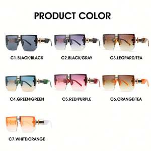 Lunettes de soleil surdimensionnées sans monture, style vintage, luxe, pour hommes et femmes, avec logo personnalisé, forme carrée, dessus plat. - Product Image 6