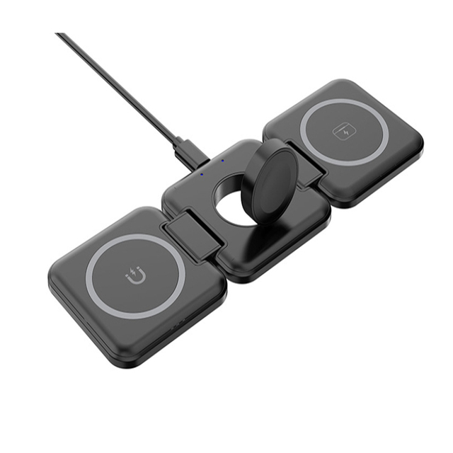 Wholesales Portable Slim Mobile Phone Fast Charging Station Travel Universal 3 in 1 Foldable Magnetic Wireless Charger 15W