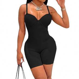 Nouveau Sexy coupe basse bretelles taille haute coupe ajustée emballé hanche une pièce Shorts Sexy femmes <span class=keywords><strong>combishort</strong></span> combinaison - Product Image 5