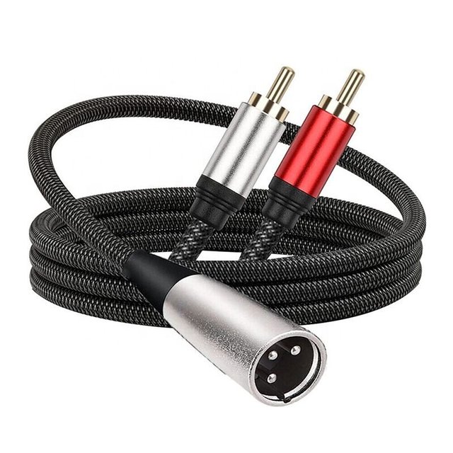 3-Pin XLR Male to Dual RCA Male Audio Y Splitter Cable PVC Jacket XLR Male to 2 RCA Y Splitter Cable