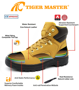 Chaussures de sécurité pour hommes Tiger Master, anti-perforation, embout en acier, cuir nubuck <span class=keywords><strong>jaune</strong></span>, antidérapantes, résistantes aux huiles et aux acides, semelle en caoutchouc - Product Image 5