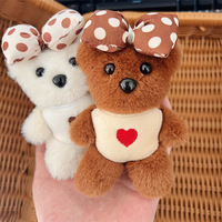 Porte-clés en peluche ours en peluche tendance, breloque de sac cœur et nœud, pendentif de téléphone pour cadeau