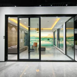 Sound Insulation Glass Sliding Door System Modern Home Aluminum Framed Economic Sliding Doors Partition