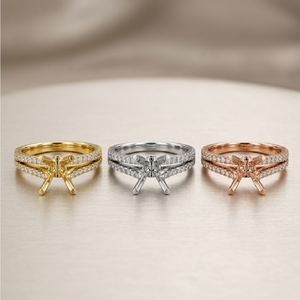 Hermoso Anillo de Oro Blanco Sólido de 18K con Montura Semimontada de Tallo Dividido y Detalles de 4 Puntas para Diamantes Certificados, Joyería Fina al por Mayor - Product Image 3