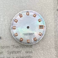 Montre en acier inoxydable avec cadran en nacre 28,5 mm, diamant, sans luminescence, faite à la main, étanche, pour mouvement automatique NH35/NH36/4R36/7S