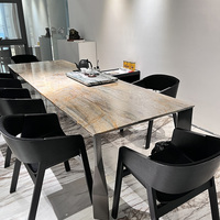 KINGS-WING Plans de travail en pierre jaune vif Dessus de table Ac Table à manger contemporaine Table rectangulaire en marbre