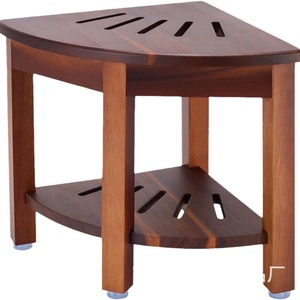 Solid Wood <b>Shower</b> Stool Double Layer <b>Storage</b> Triangular Bathroom Seat With Toiletries <b>Rack</b> Waterproof Design - Product Image 2