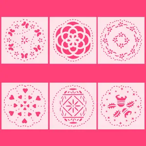 6Pcs Bloem Cake Stencils Set Cake Decorating Gereedschap Kids Diy Craft Schilderen Plakboek Template Stencils