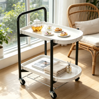 Table Basse Mobile Multifonctionnelle en Bois et Fer, Écologique et Durable, Chariot de Rangement pour Salon, Meuble Pratique