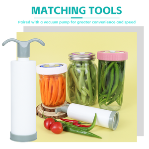 Cam turşu kavanozu vakumlama makinesi paslanmaz çelik kapaklar kullanımlık vakum kapakları kavanoz vakumlama makinesi kiti geniş ağız gümüş fermente kapaklar - Product Image 2