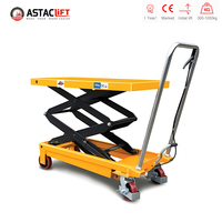 Mini table élévatrice à ciseaux hydraulique manuelle en acier inoxydable avec une hauteur maximale de 1,3 m, chariot élévateur à double ciseaux