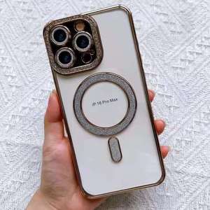 Venta caliente diamante magnético TPU brillante brillo claro teléfono caso para <span class=keywords><strong>Samsung</strong></span> A16 A06 A24 A34 A54 - Product Image 3