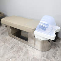 Tempat Tidur Perawatan Rambut Modern dari Baja Anti Karat dengan Sirkulasi Air, Terapi Uap, untuk Salon Kecantikan, Spa, Furnitur Komersial, Kepadatan Tinggi