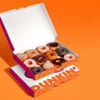 Boîtes d'emballage pour beignets en papier kraft recyclable avec logo personnalisé, 3 à 12 pièces, vernissage brillant pour sushis, crêpes, boulangerie, boîte à emporter