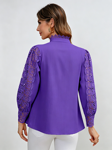 Blusa de Mujer Premium con Cuello Alto Tejido en Color Morado, Estilo Moderno y Elegante para Invierno, Venta al Por Mayor - Product Image 3