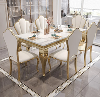 Mesa de Comedor de Acero Inoxidable Dorado para 6, 8 o 10 Personas, Venta Rápida, Mesa de Comedor al por Mayor