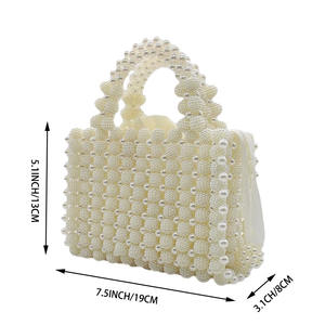 Elegant <b>White</b> Acrylic Pearl Beaded <b>Clutch</b> <b>Bag</b> <b>for</b> Women, Vintage Fashion Evening Purse with Polyester Lining, Ideal <b>for</b> <b>Wedding</b> - Product Image 4