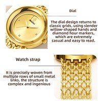 Montre à quartz de luxe pour femme, cadran vintage, résistante à l'eau 30M, bracelet ajouré en alliage, aiguilles mode ornées de strass
