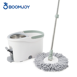 Sistema de fregona giratoria para el hogar con pedal, escurridor, cesta de lavado y secado separada, tapón de drenaje y almohadilla lavable para suelos de baldosas y madera dura - Product Image 1