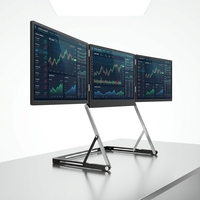 Moniteur triple pliable pour ordinateur portable de 15,6 pouces, IPS 1080P 60Hz, design avec support métallique, haut-parleurs intégrés, écran étendu pour bureau