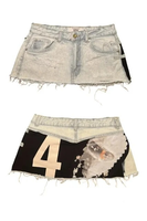 Jupes courtes en jean pour femmes avec patchwork de lettres, tendance, poche zippée, mini-jupes Y2k pour femmes
