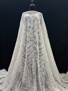 Dentelle florale brodée <span class=keywords><strong>de</strong></span> perles éclatantes, simple et élégante, broderie florale, robe <span class=keywords><strong>de</strong></span> mariée, dentelle française - Product Image 6