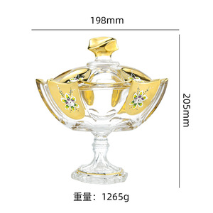 Piatto dorato ricoperto <span class=keywords><strong>di</strong></span> cristallo ciotola <span class=keywords><strong>di</strong></span> zucchero da portata in <span class=keywords><strong>vetro</strong></span> trasparente per caramelle natalizie <span class=keywords><strong>con</strong></span> <span class=keywords><strong>coperchio</strong></span> - Product Image 6