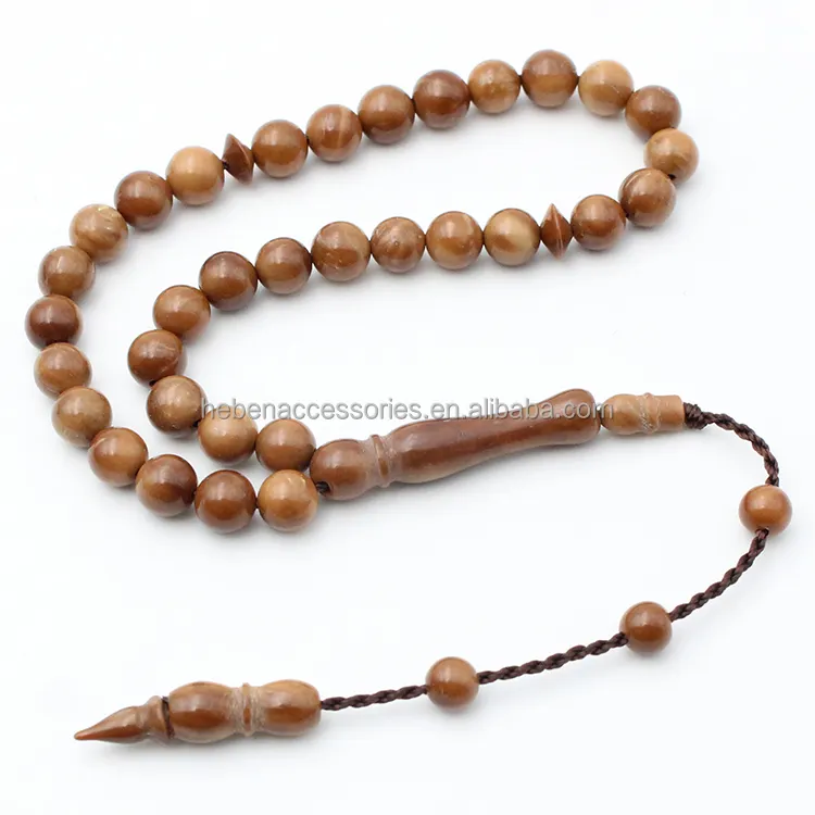 Tenemos Stock no de aleación collar religioso Original marrón 6MM bola musulmán Kuka de madera de pulsera brazaletes el Islam Tasbih 33 granos rosario