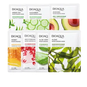 BIOAQUA Cucumber Centella Moisturizing Facial Aloe Blueberry Seaweed Whitening Essence Face Cotton Sheet 25g for Women