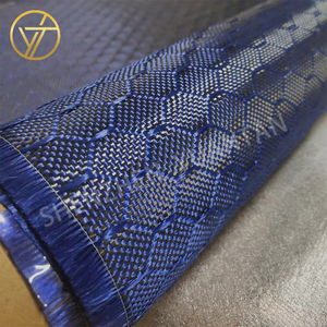 Tissu en fibre de carbone bleu en nid d'abeille 3k Rouleau de tissu en carbone BD de haute qualité pour les voitures et l'extérieur Ignifuge pour les garçons - Product Image 4