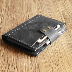 Sản xuất máy tính xách tay da cổ điển với nút kim loại <span class=keywords><strong>logo</strong></span> dập nổi PU da chương trình nghị sự hàng ngày Tạp Chí lỏng lẻo Lá Chất kết dính máy tính xách tay - Product Image 2