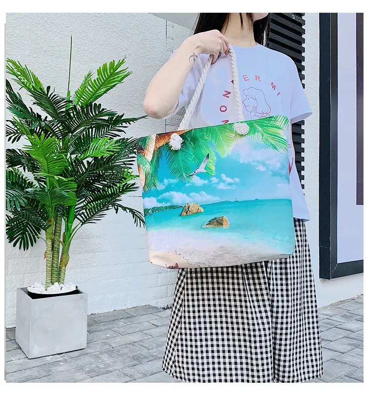 New Product Ideas Polyester Boho Bags Bucket Beach Customize Women Tote Shopping Bag