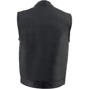 Gilet de moto en cuir pour homme 2025 MLM3514 noir premium à double fermeture style club, traitement du cuir Cool-Tec pour les vêtements de course - Product Image 3